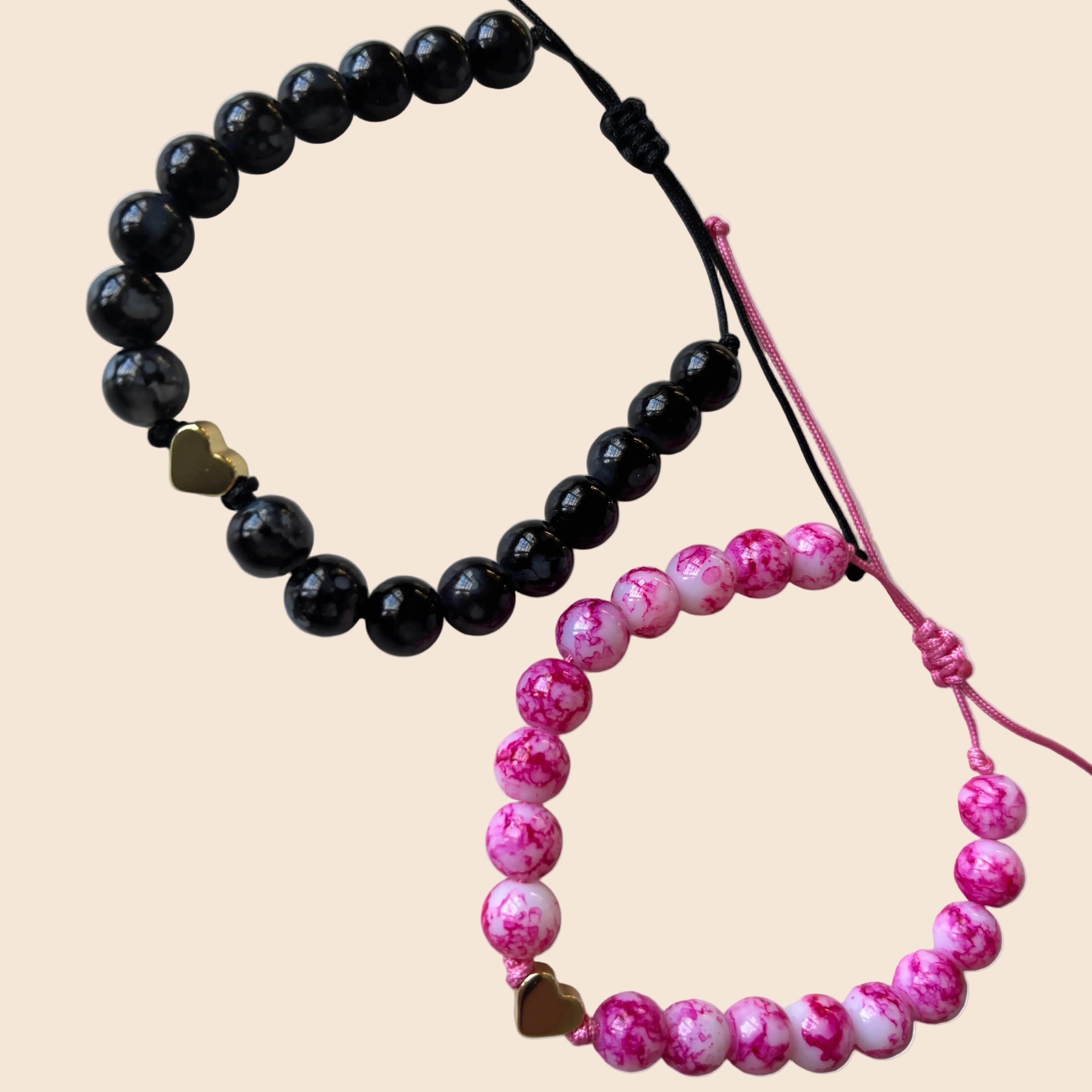 Set: Amore Noir & Rosa Full Beads Bracelets