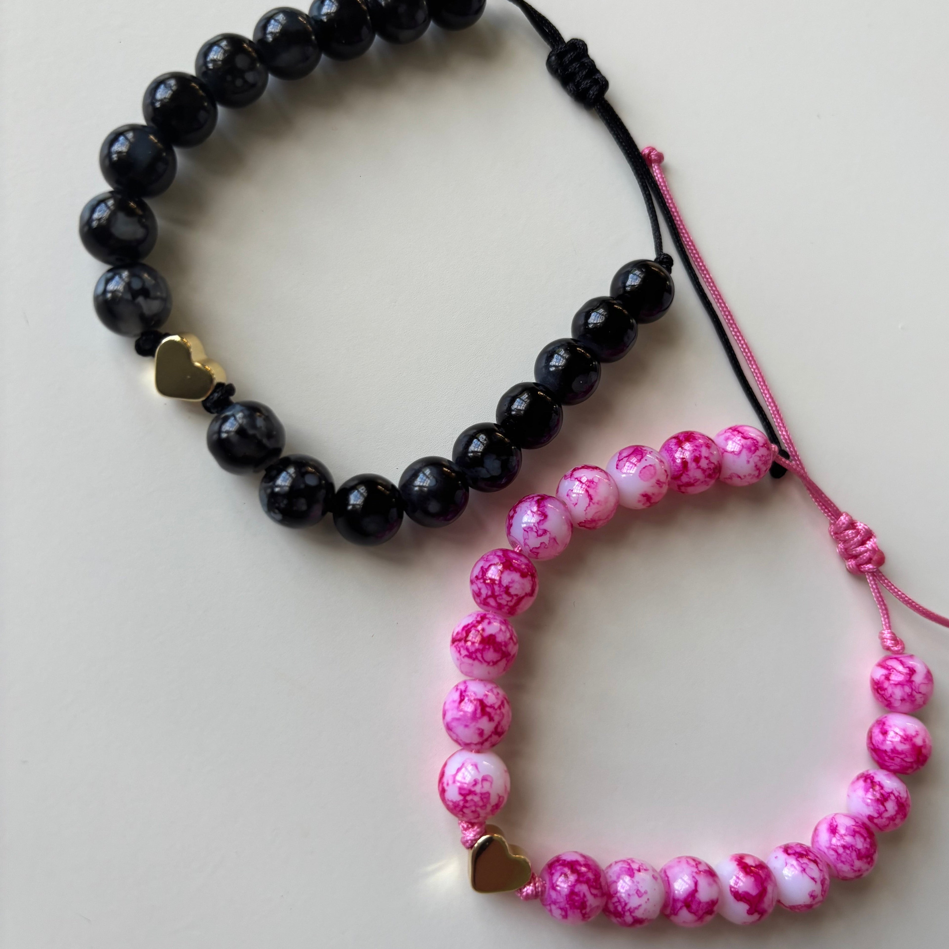 Set: Amore Noir & Rosa Full Beads Bracelets