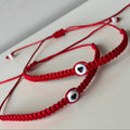 Set Pulseras Macramé Rojo Corazón Protector